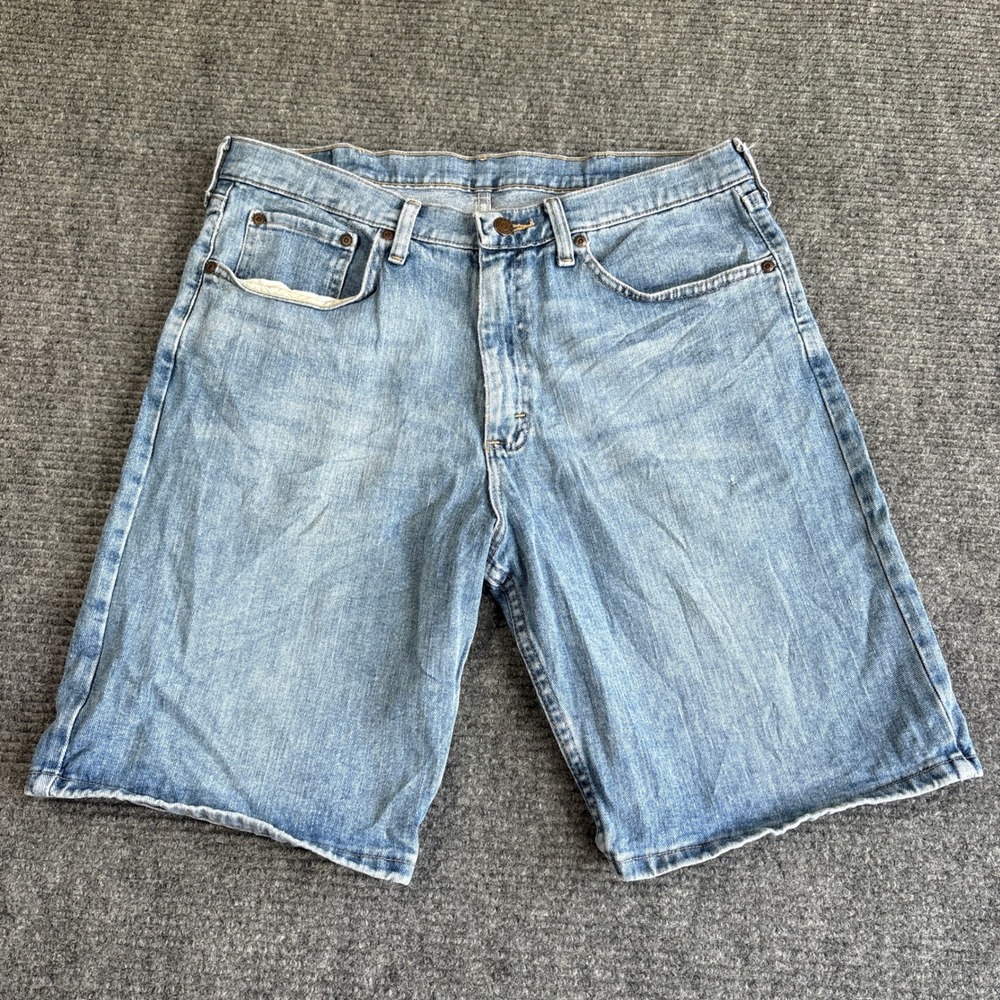 Wrangler Mens Relaxed Fit Light Wash Denim Shorts 606WFSN Blue Size 34